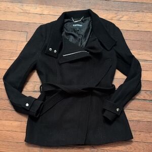 Express Minimalist Women's Black Wool Blend Coat